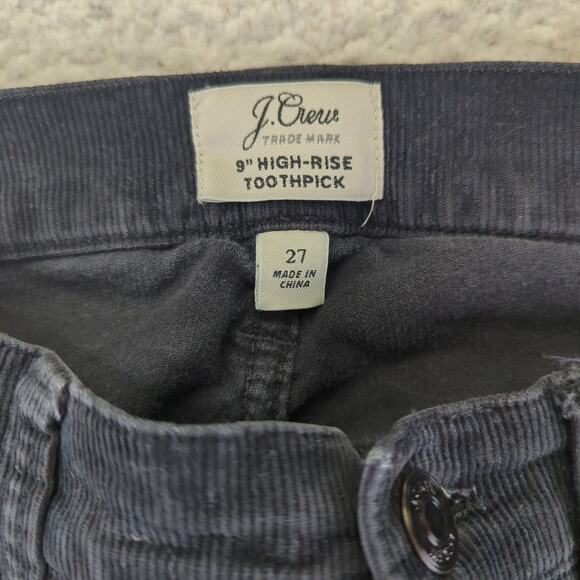 J.Crew 9-in High-rise Toothpick Skinny Jeans Black Corduroy Women's 27 Stretch - Picture 7 of 8